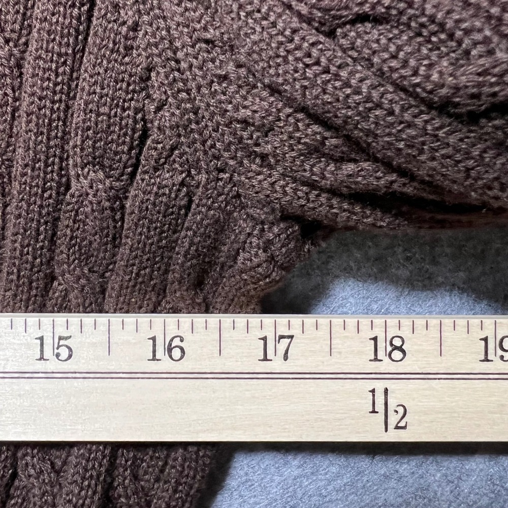 Lauren Ralph Lauren Brown Cable Knit Sweater Pullover Large RLL Logo Cotton - Picture 5 of 6